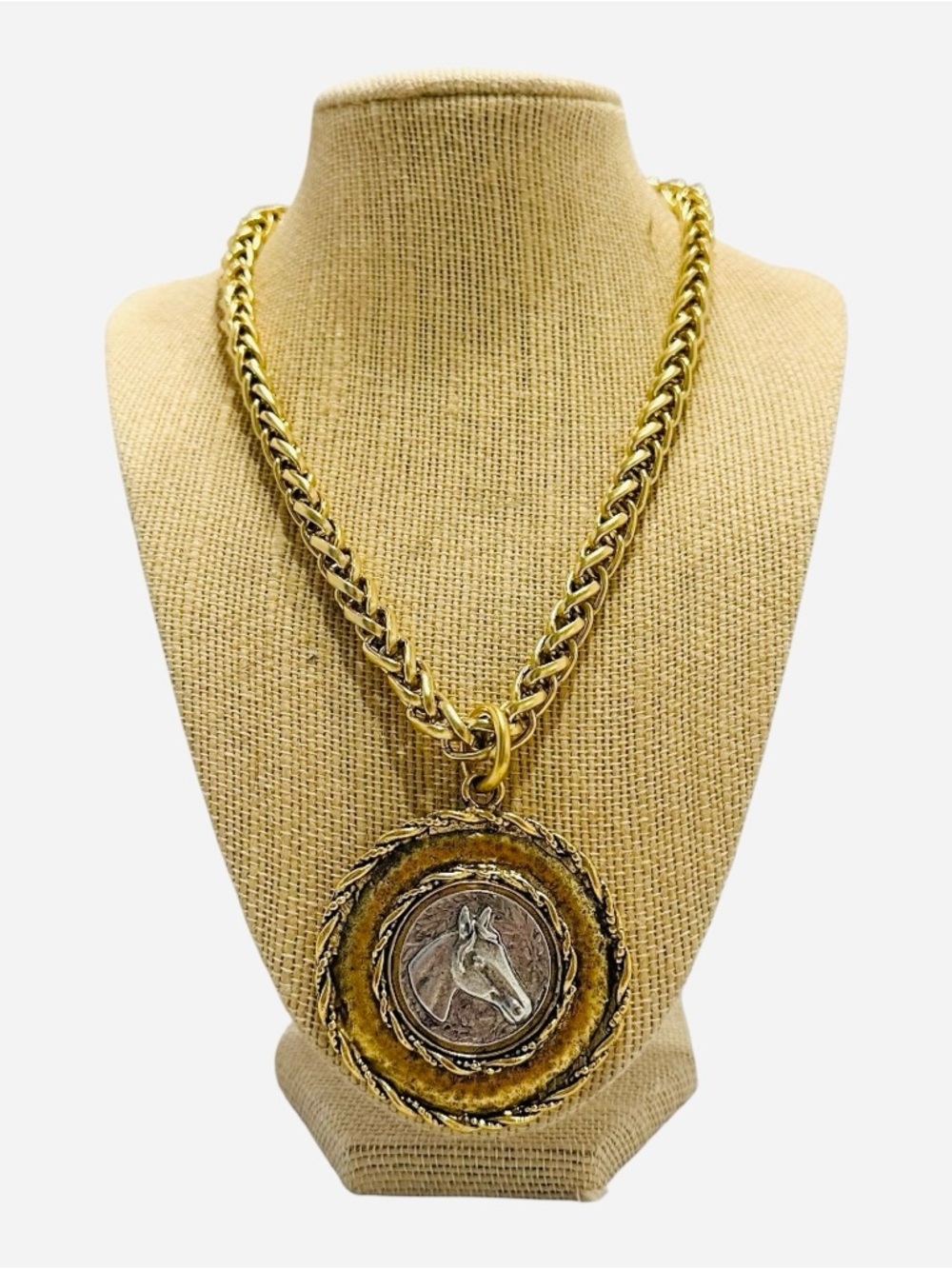Yochi Gold-Tone Horse Medallion Pendant Necklace - Women Jewelry
